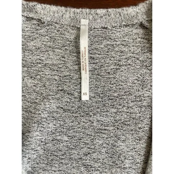 Free People Women's Mini Dress Size XS Gray Long Sleeve Tie Front Fitted - Picture 6 of 9